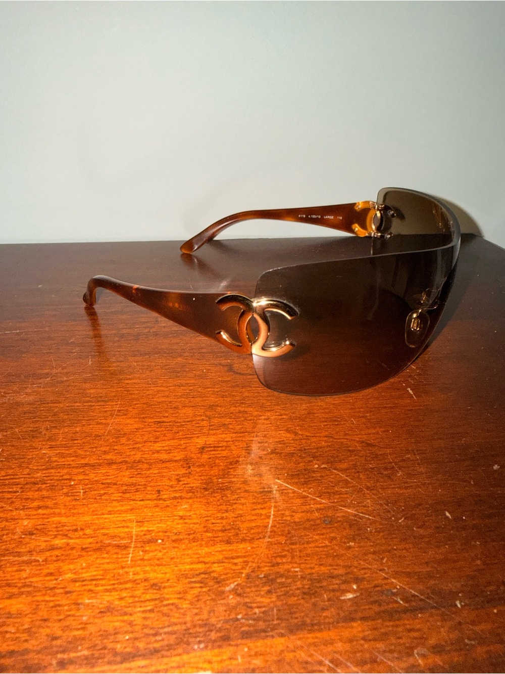 Vintage Chanel brown tortoise shell oversized (large) frame CC logo-4119